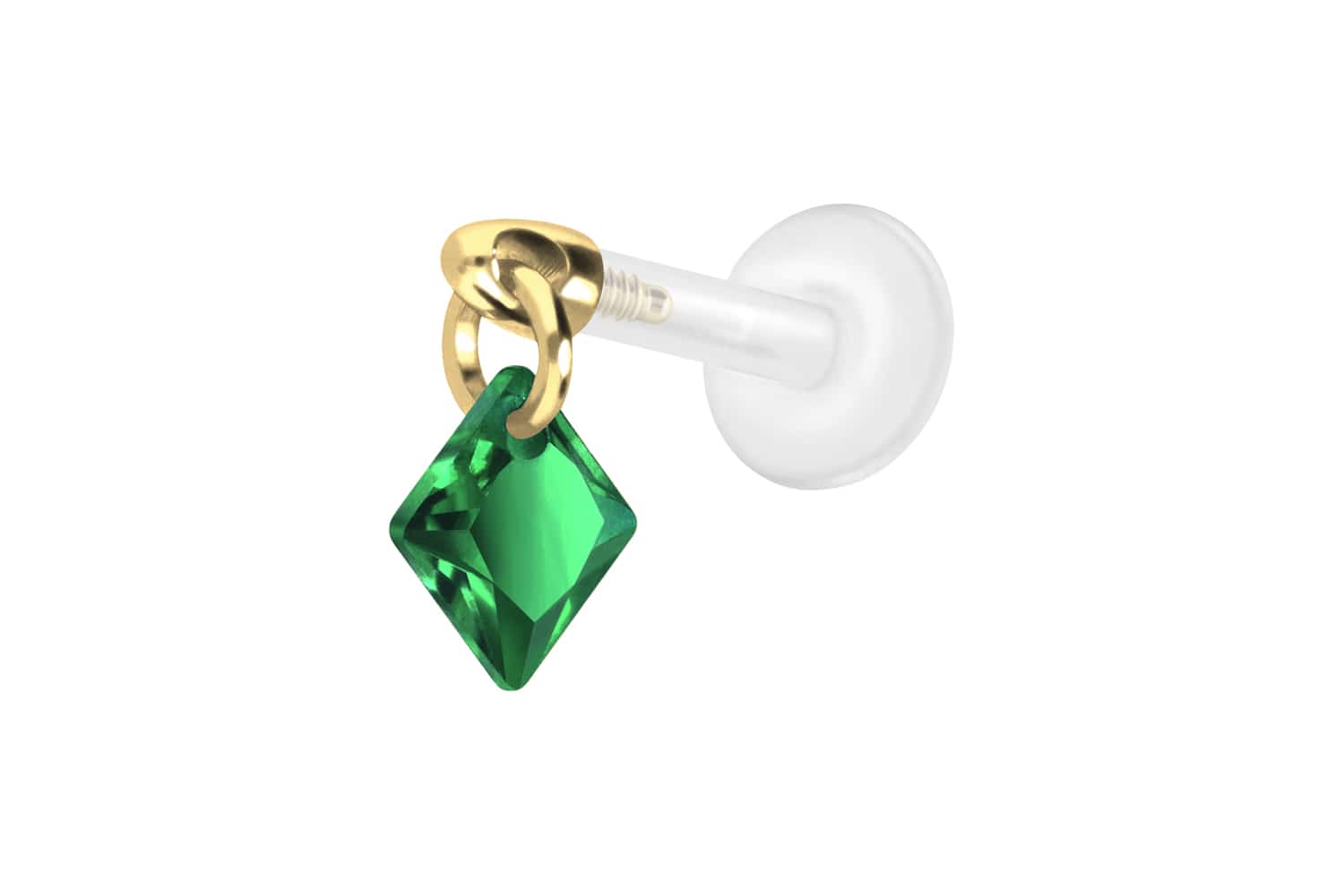 PTFE Labret Piercing mit Innengewinde + Titan-Aufsatz KRISTALLQUADRAT